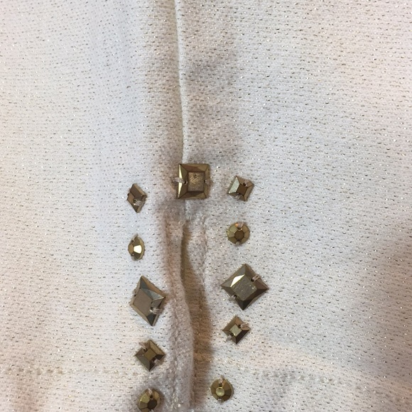 Hearts of Palm Shimmery White Cotton Metallic Spandex Capri Pants Size 12 - Picture 3 of 5